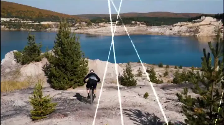 White lines over the lake